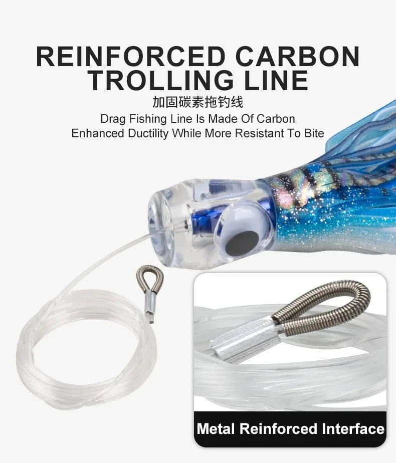 China China 1pc 23cm 130g UV Trolling Lure Bait Resin Head Head Octopus Squid Skirt Bait Big Game Drag Fishing Marlin Tuna Pesca Hard Bait