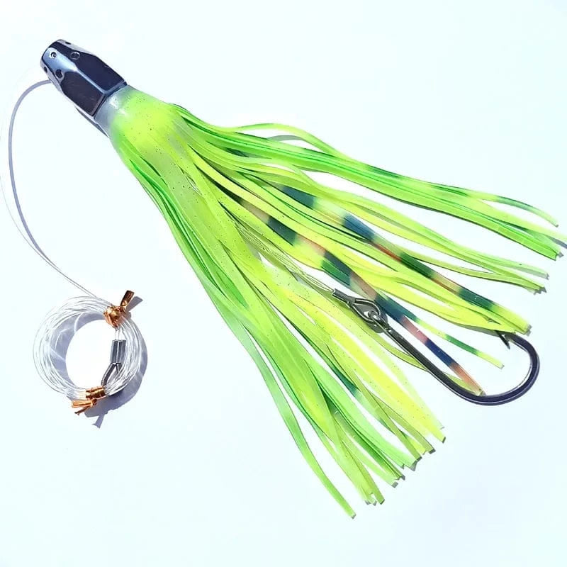 China China 1PC 23cm185g Big Game Drag Fishing Marlin Tuna Trolling Lure Copper Head Octopus Squid Skirt Bait With Hook pesca Fishing lure