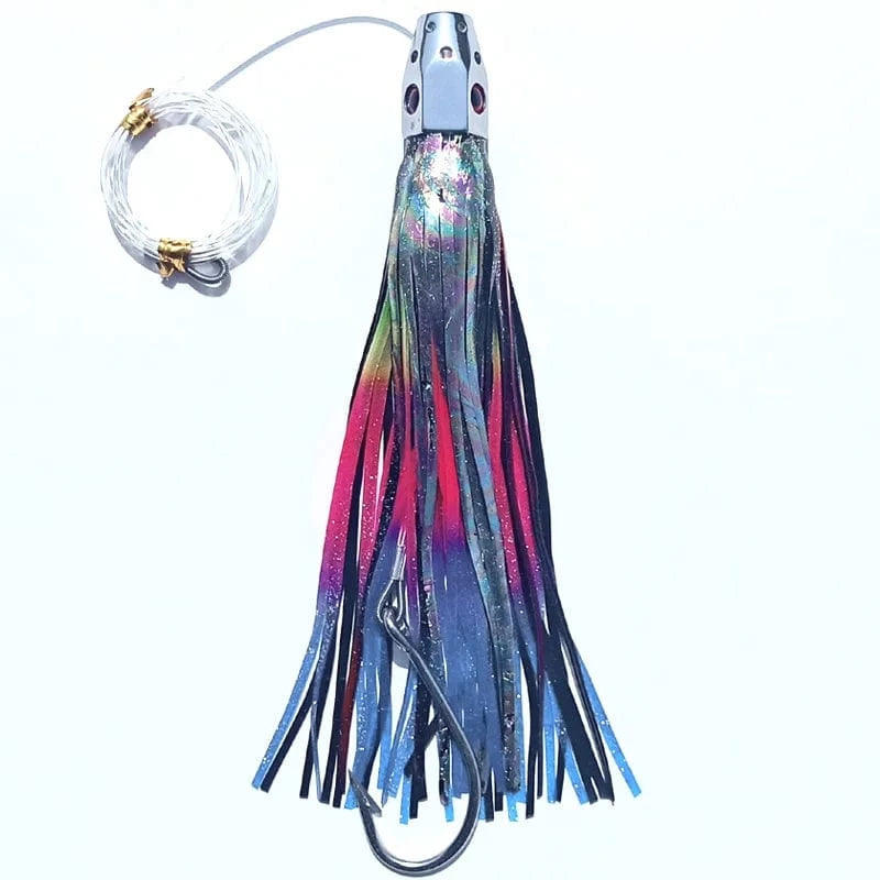 China China 1PC 23cm185g Big Game Drag Fishing Marlin Tuna Trolling Lure Copper Head Octopus Squid Skirt Bait With Hook pesca Fishing lure