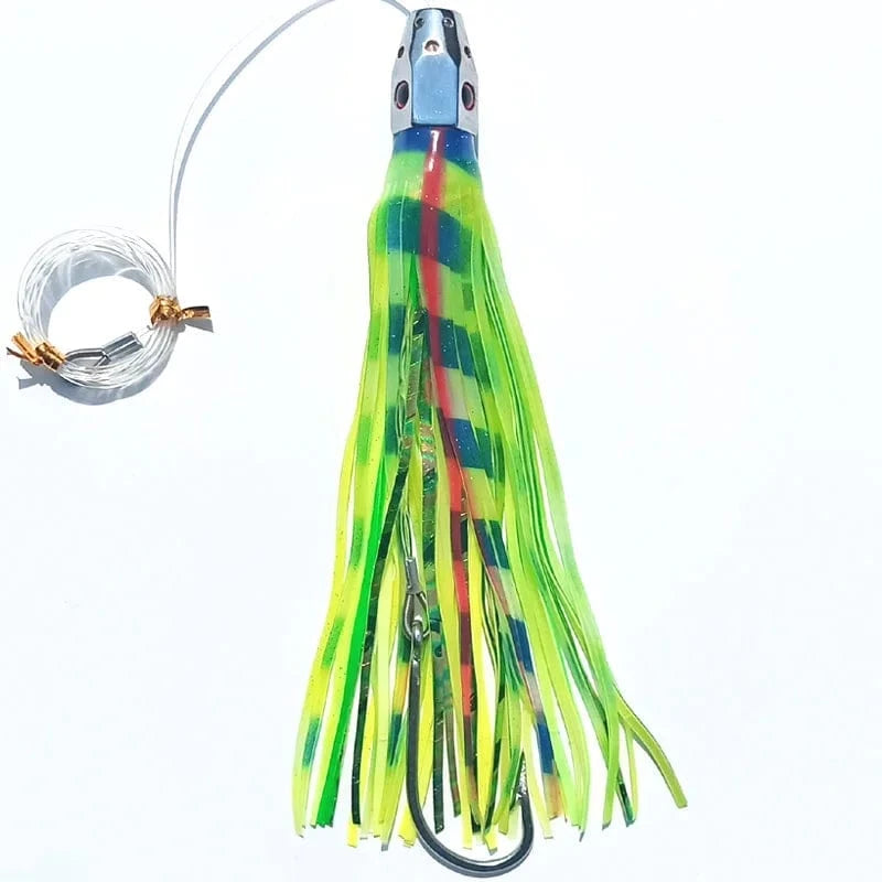 China China 1pc 23cm185g Trolling Lure Bait Copper Head Octopus Squid Skirt Bait With Hook Big Game Drag Fishing Marlin Tuna Pesca Hard Bait