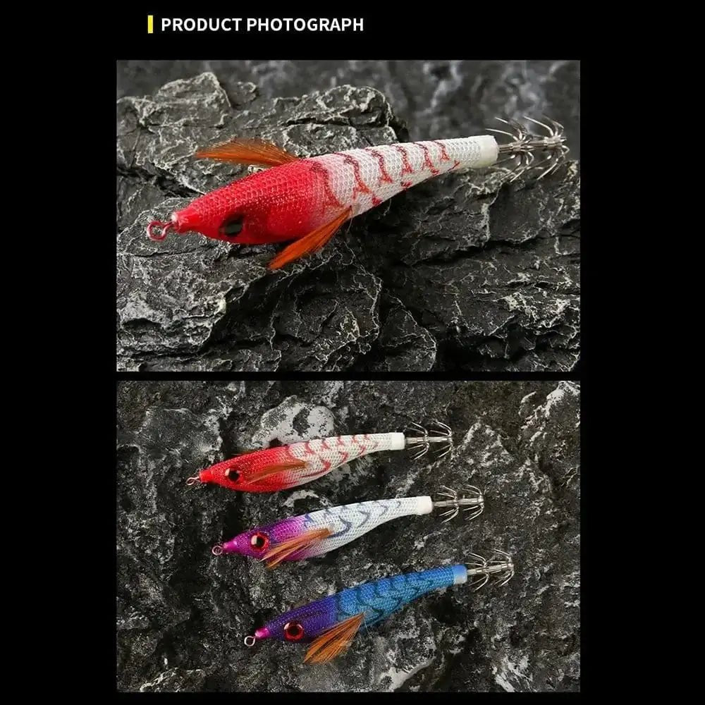 China China 1pc 99mm 6.5g Fishing Lure Artificial Squid Hook Jigs Noctilucent Squid Cuttlefish Jigs Lures Wood Shrimp For Sea Fishing