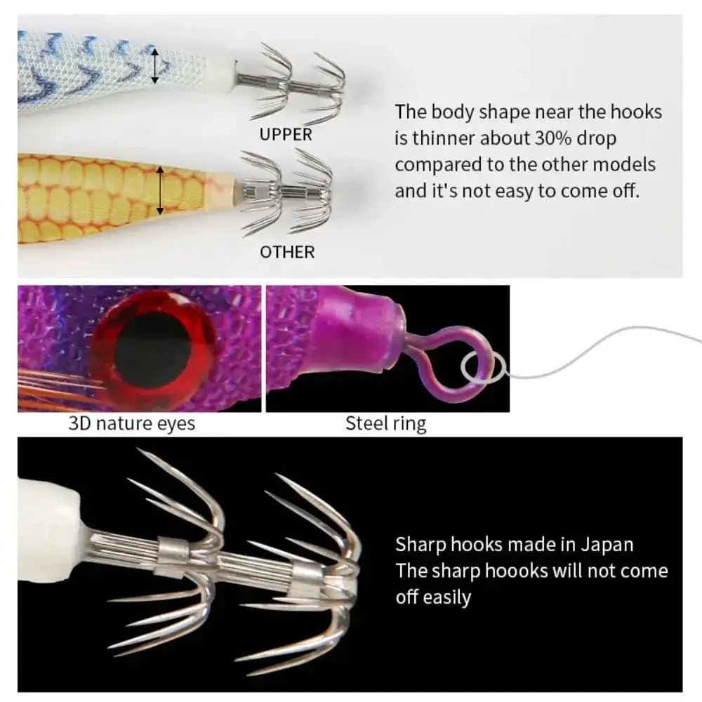 China China 1pc 99mm 6.5g Fishing Lure Artificial Squid Hook Jigs Noctilucent Squid Cuttlefish Jigs Lures Wood Shrimp For Sea Fishing
