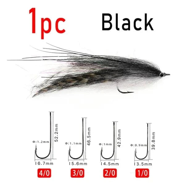China China 1pc Black / Size 1l0 LIONRIVER Saltwater Streamer Flies Flash Tinsel EP Silky Fibers Fish Salmon Bass Pike Trout Fishing Artificial Lure Baits Tackel