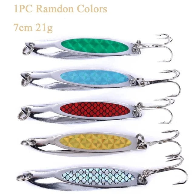 China China 1PC Random 21gram / 21G 3D Metal Jig Shore Jigging 40G60G80G Saltwater Fishing Lure Drag Cast Hard Bait Bass Spoon Bait Trout Lures For Tuna Mahi Marlin