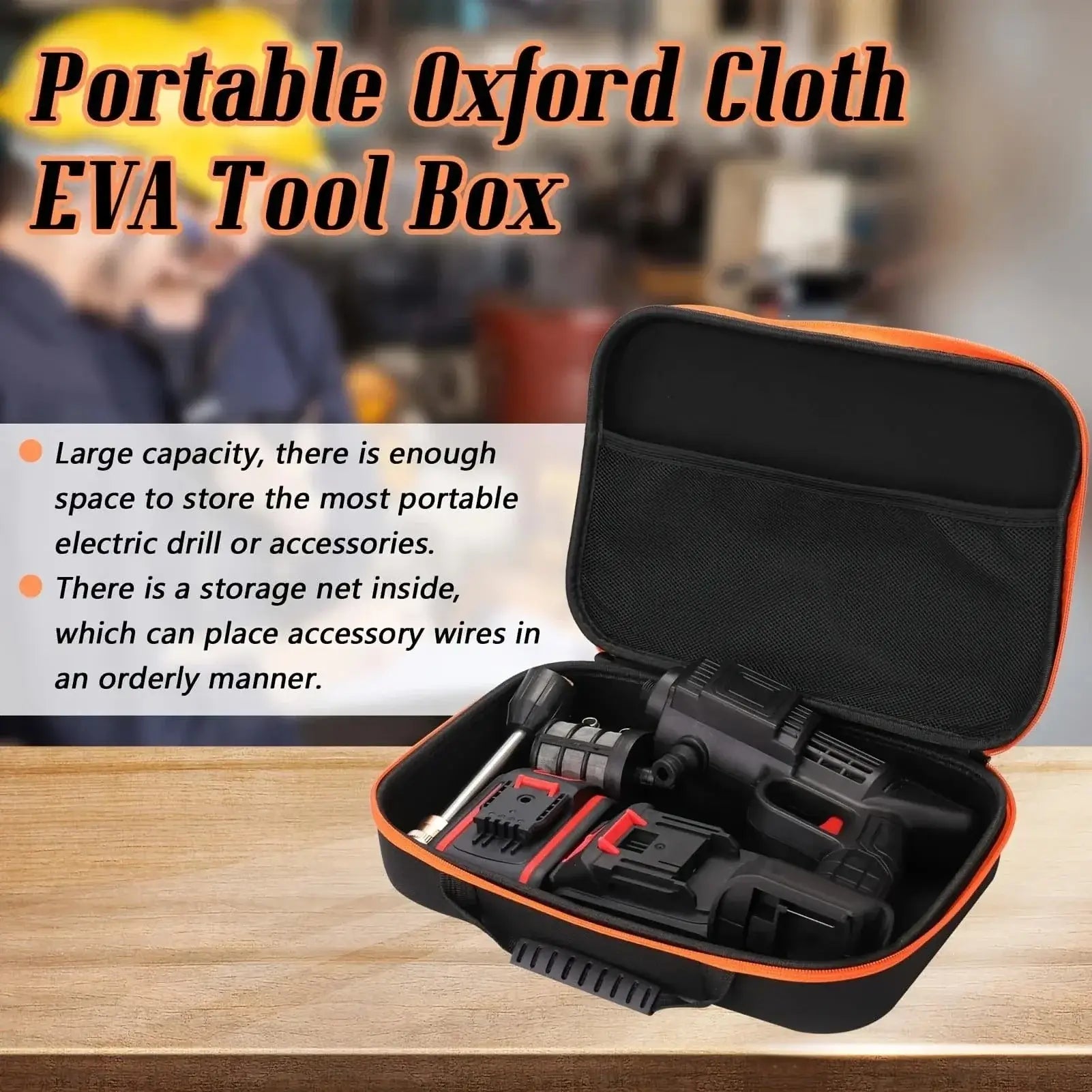 China China 1pc Shockproof Tool Bag, Waterproof Tool Box, Large Capacity Electric Drill Carry Case Oxford Cloth Bag For Electrician Hardware