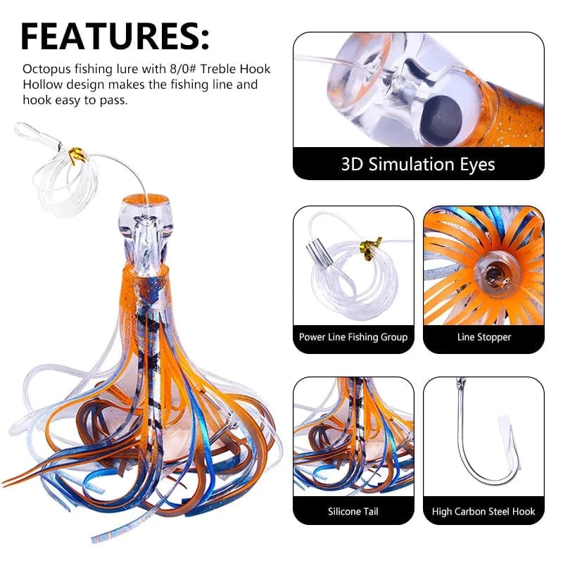 China China 1pc Trolling Skirt Tuna Lures 65G/100G Deep Sea Boat Fishing Bait Saltwater Lures for Mahi Marlin Wahoo Big Game Fishing Tackle