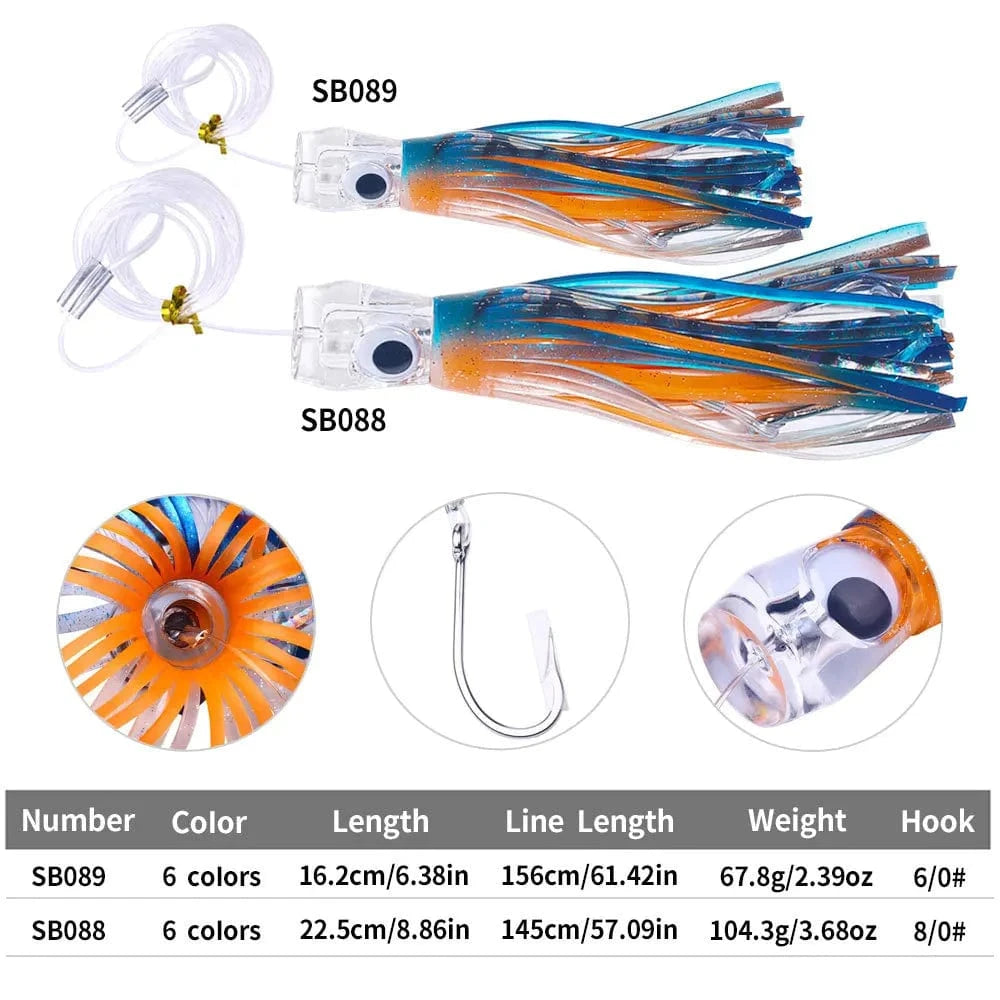 China China 1pc Trolling Skirt Tuna Lures 65G/100G Deep Sea Boat Fishing Bait Saltwater Lures for Mahi Marlin Wahoo Big Game Fishing Tackle