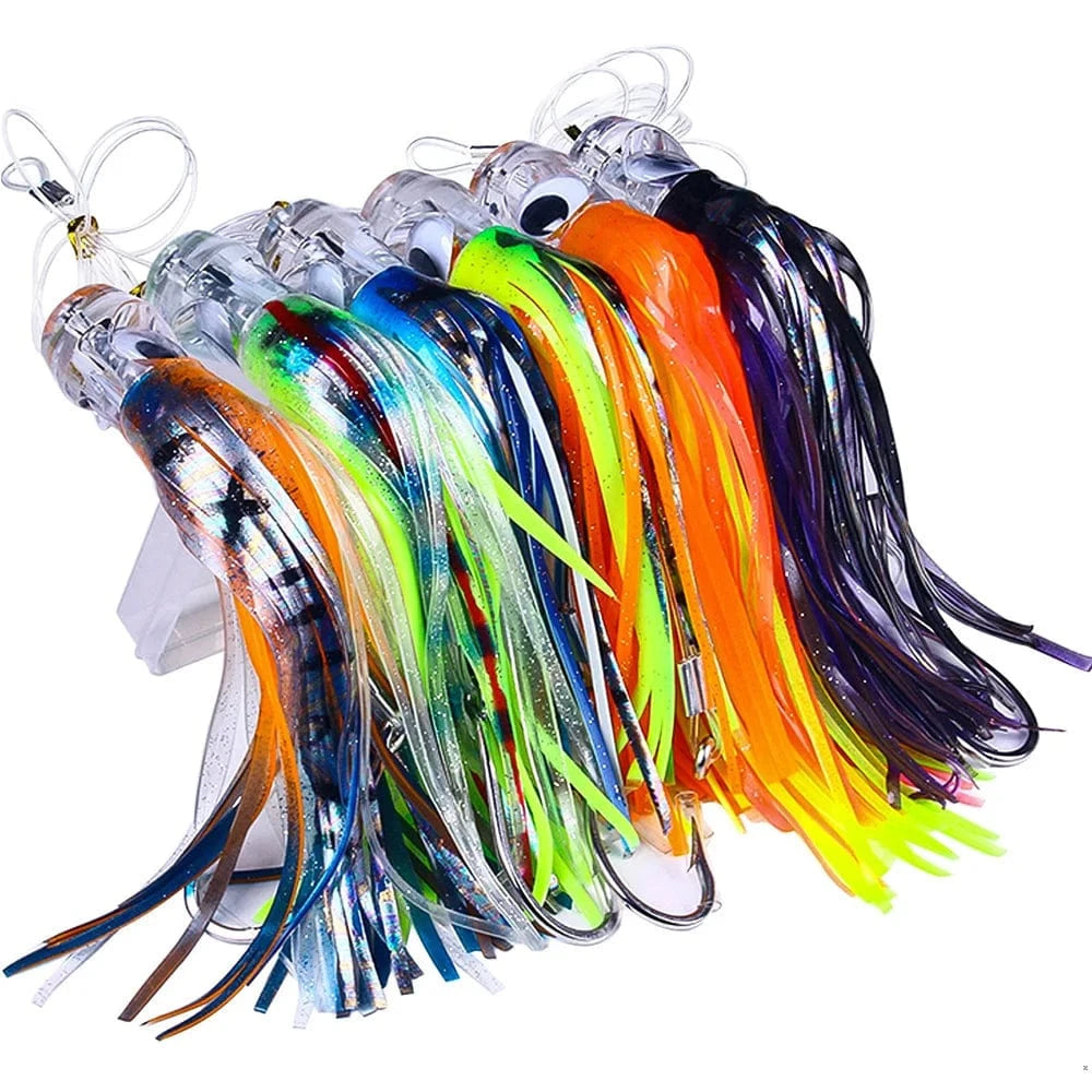 China China 1pc Trolling Skirt Tuna Lures 65G/100G Deep Sea Boat Fishing Bait Saltwater Lures for Mahi Marlin Wahoo Big Game Fishing Tackle