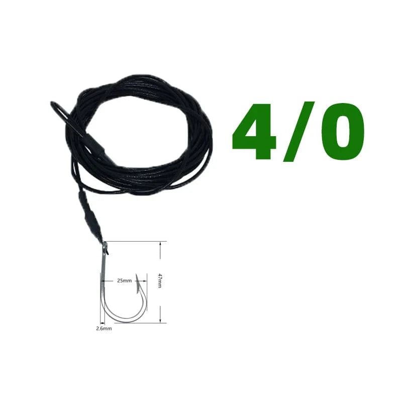 China China 1pcs  4-0 1pcs Big Game Shark Fishing Hooks with 9.8ft Nylon Coated Cable Leader(380-400LB) Deep Sea Hook Saltwater Fishhooks