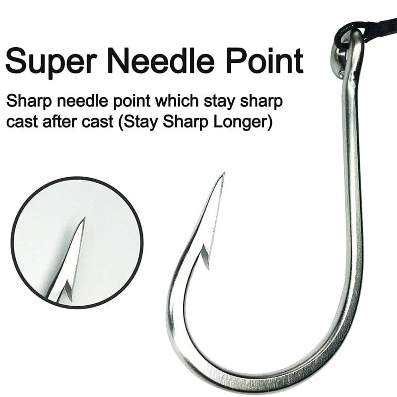 China China 1pcs Big Game Shark Fishing Hooks with 9.8ft Nylon Coated Cable Leader(380-400LB) Deep Sea Hook Saltwater Fishhooks