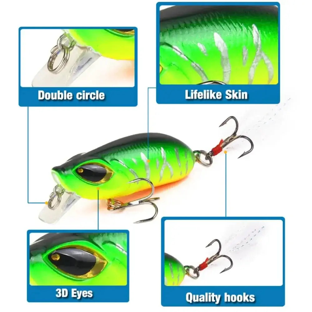 China China 1PCS Crank Fishing Lures 8.3g 5.5cm Minnow For Fishing Wobblers Bass Lures Pike Crankbait Fake Baits With Feather Fishing Tackle