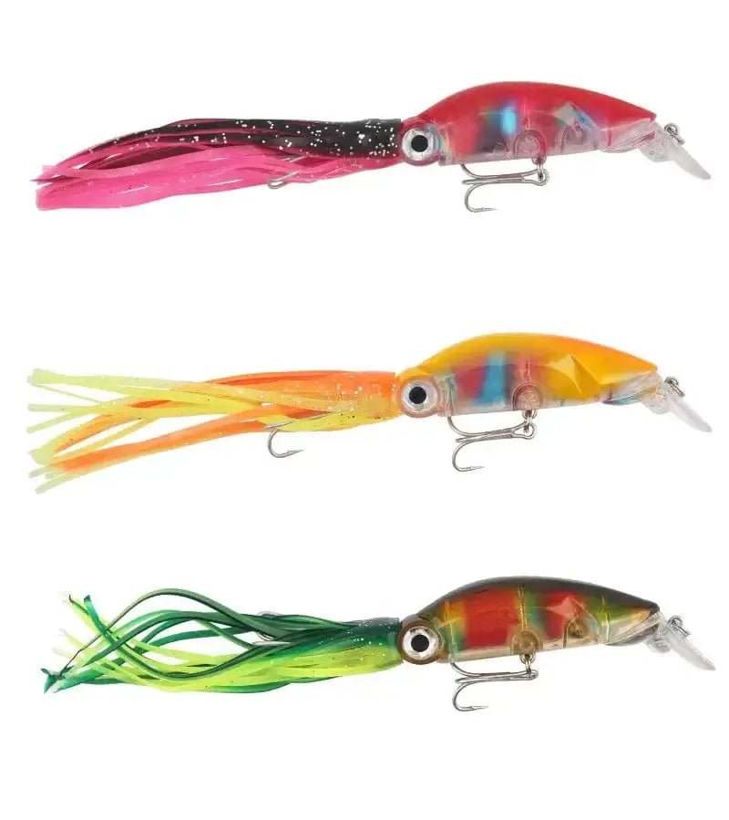 China China 1pcs Hard Fishing Lure Fish Bait 18cm/17.6g Squid High Carbon Steel Hook Octopus Crank for Artificial Tuna Sea Allure Tool