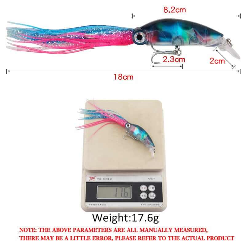 China China 1pcs Hard Fishing Lure Fish Bait 18cm/17.6g Squid High Carbon Steel Hook Octopus Crank for Artificial Tuna Sea Allure Tool