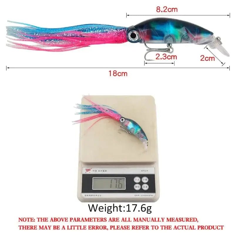 China China 1pcs Hard Fishing Lure Fish Bait 18cm/17.6g Squid High Carbon Steel Hook Octopus Crank for Artificial Tuna Sea Allure Tool