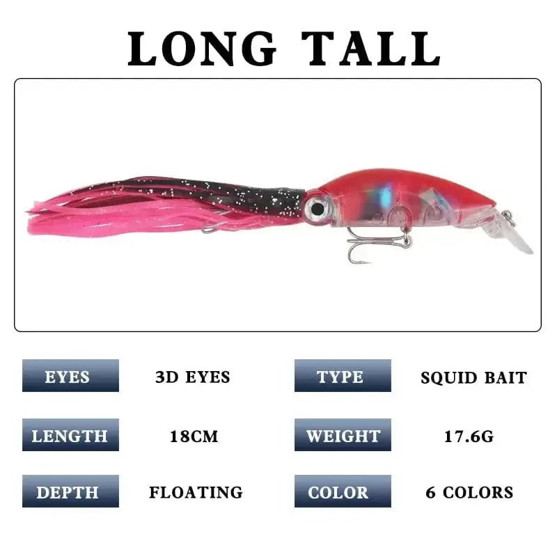 China China 1pcs Hard Fishing Lure Fish Bait 18cm/17.6g Squid High Carbon Steel Hook Octopus Crank for Artificial Tuna Sea Allure Tool