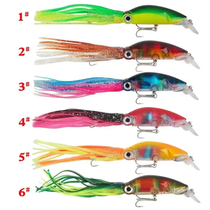 China China 1pcs Hard Fishing Lure Fish Bait 18cm/17.6g Squid High Carbon Steel Hook Octopus Crank for Artificial Tuna Sea Allure Tool