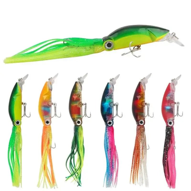 China China 1pcs Hard Fishing Lure Fish Bait 18cm/17.6g Squid High Carbon Steel Hook Octopus Crank for Artificial Tuna Sea Allure Tool