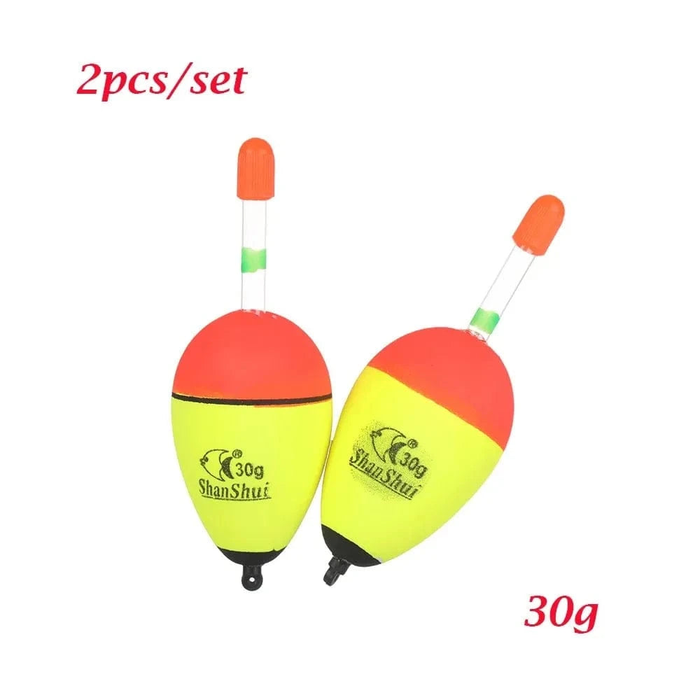 China China 1set 30g 2pcs 5/8/10/15/20/30/40/50/60g EVA Luminous Fishing Night Float Light Stick Foam Plastic Bobber Sea Rock Fishing Striking Floats