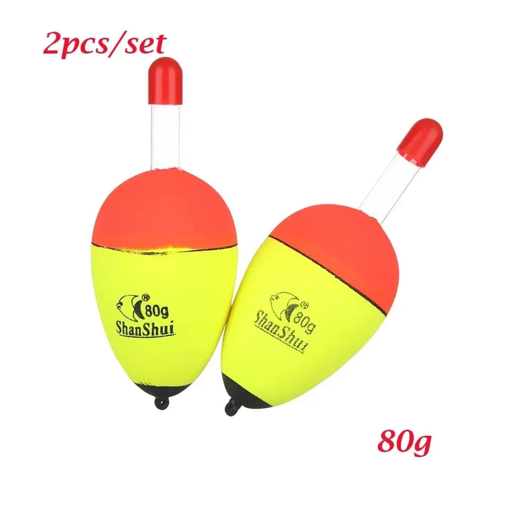 China China 1set 80g 2pcs 5/8/10/15/20/30/40/50/60g EVA Luminous Fishing Night Float Light Stick Foam Plastic Bobber Sea Rock Fishing Striking Floats