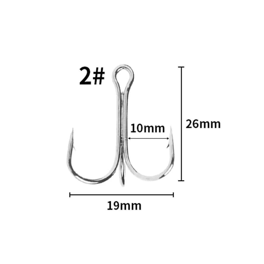 China China 2 10Pcs  Fishing Hooks Fishing Tackle Carbon Steel Barbed Sharp Triple Fishhook Sea Accessories With Feather