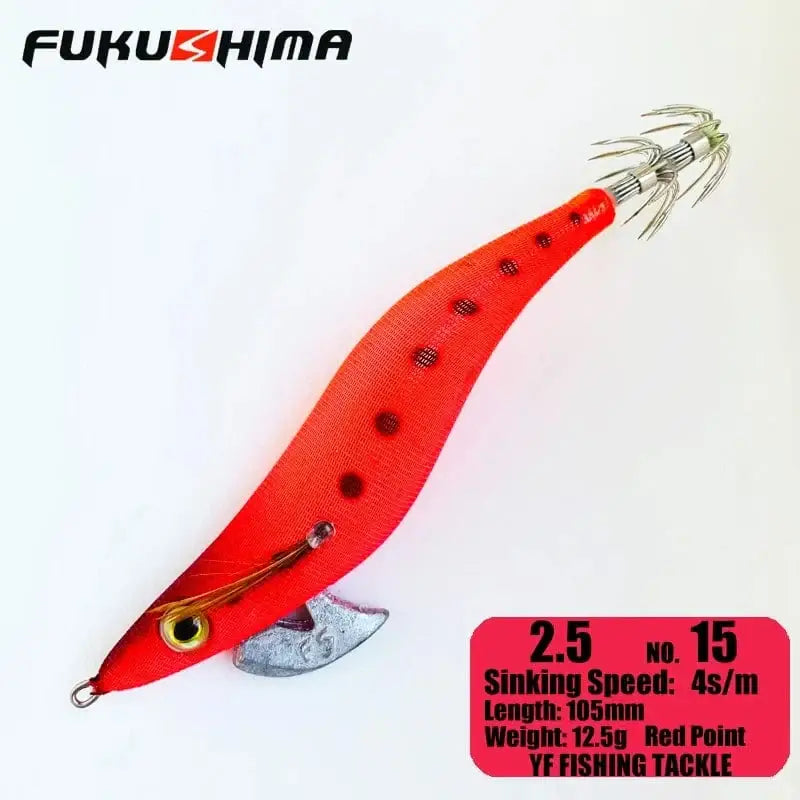 China China 2.5 15RedPoint FUKUSHIMA 2-3.5 SQUID JIGS EGI LURE FISHING WOOD SHRIMP BAIT CUTTLEFISH OCTOPS GLOW TAIL SHARP HOOKS 21GRAM ROCK & BOAT FISHING