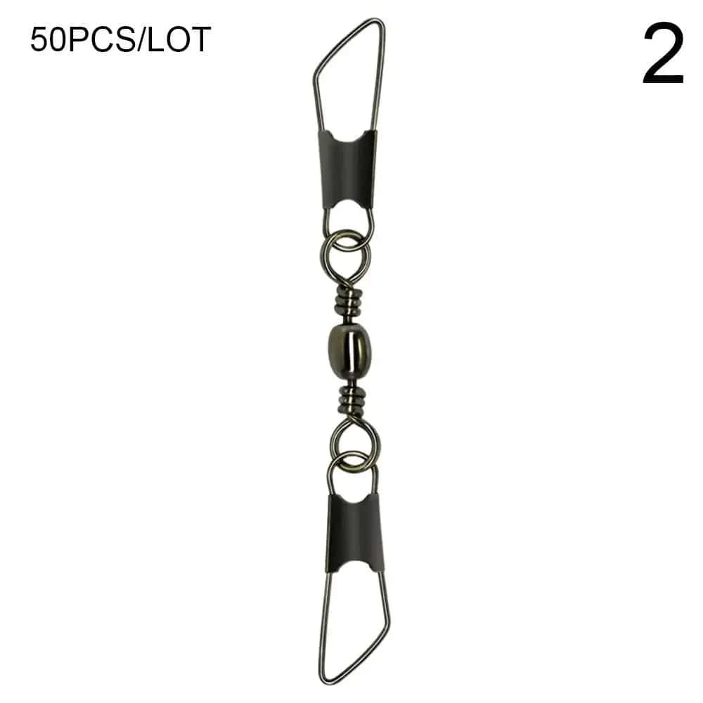 China China 2 50pcs Rolling Swivel with Hanging Snap Fishing Tackle Fishhooks Connector Fishing Tools