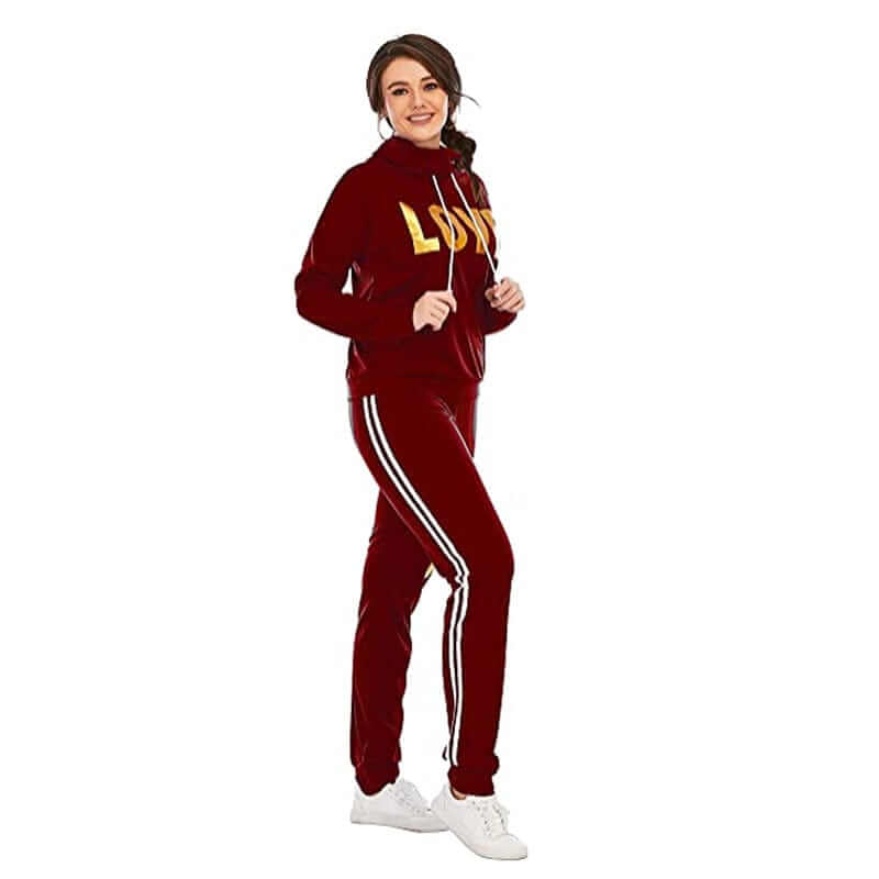 China China 2 Piece Set Women Outfit LOVE Letter Print High Neck Hoodies Sweatshirt Pants Tracksuit 2022 Plus Size Streetwear Casual Suit