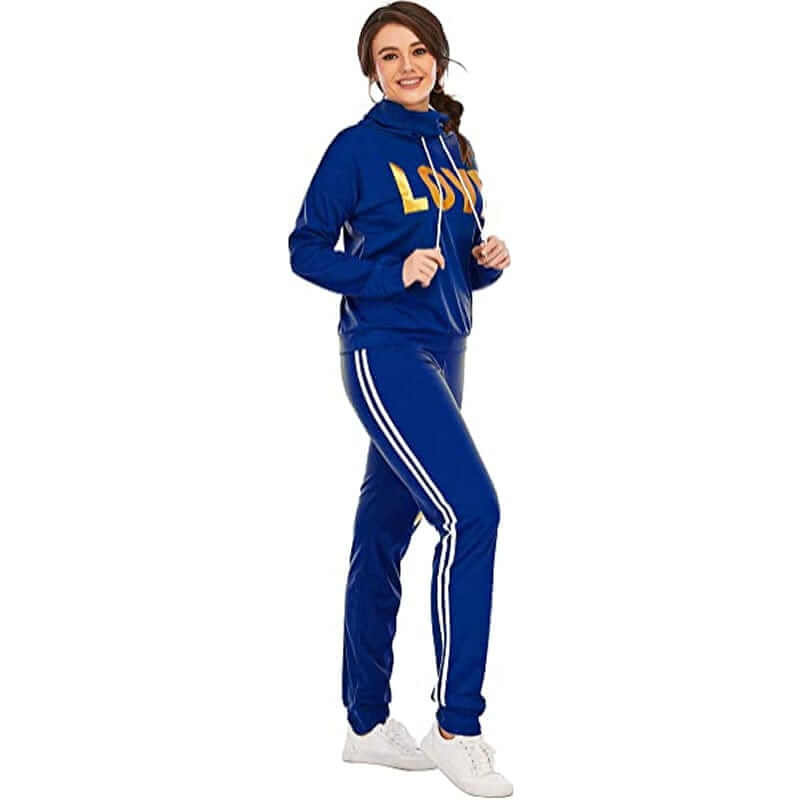 China China 2 Piece Set Women Outfit LOVE Letter Print High Neck Hoodies Sweatshirt Pants Tracksuit 2022 Plus Size Streetwear Casual Suit