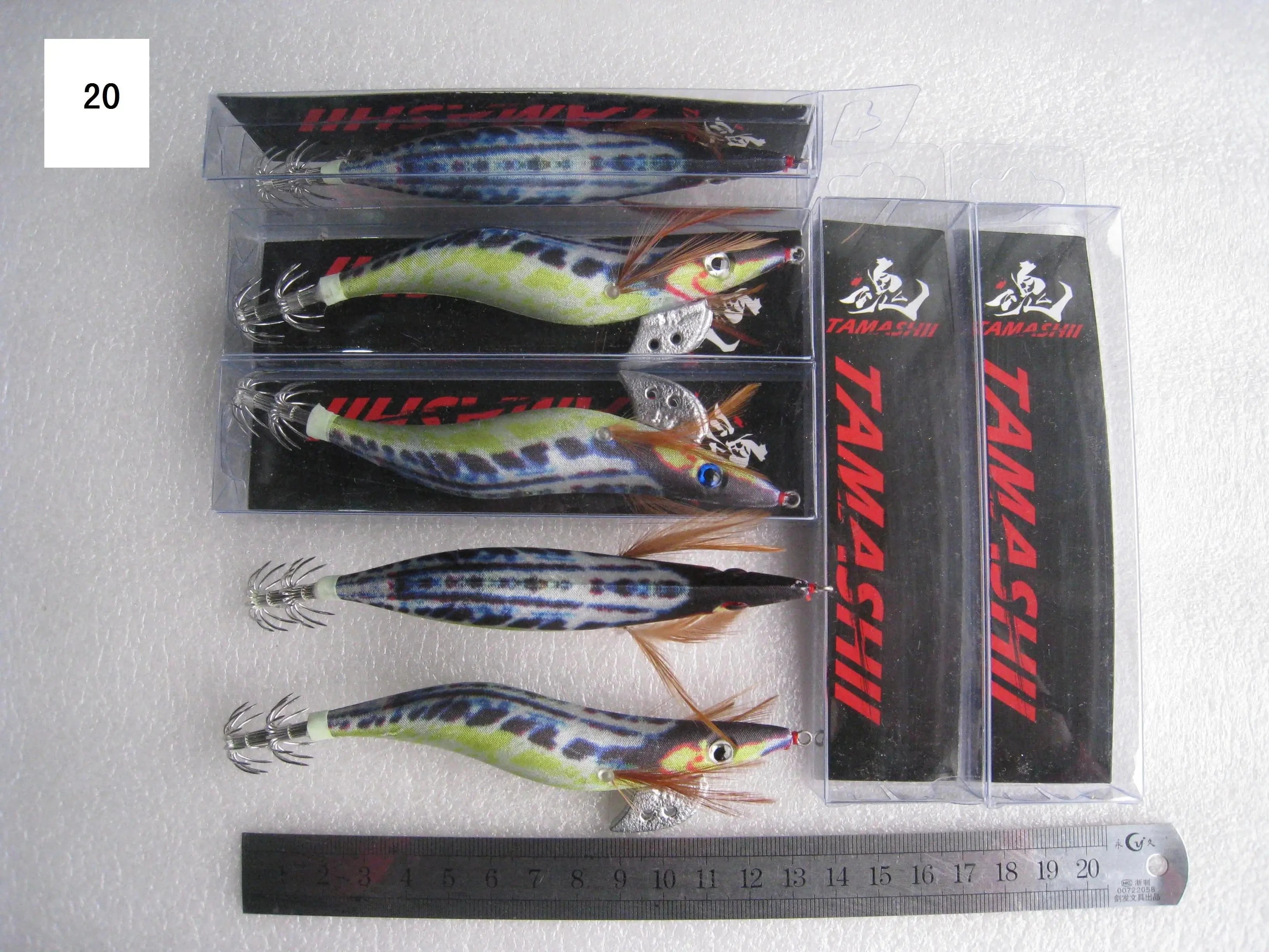 China China 20 / 3.0 20pcs 3.5#   squid jigs  (13.5cm  20g)squid hook fishing lure ,jig bait, wood shrimp.fishingtackle .