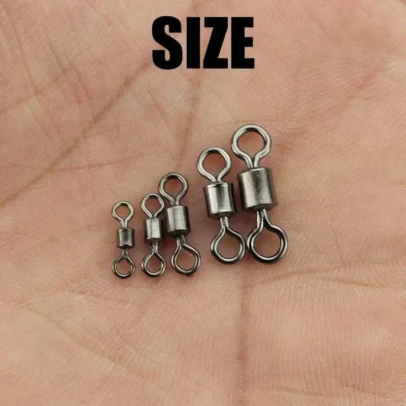 China China 200-500Pcs Fishing Swivels Kit Ball Bearing Rolling Swivel Fishing Tackle Saltwater Freshwater Fishing Line Connectors for Carp