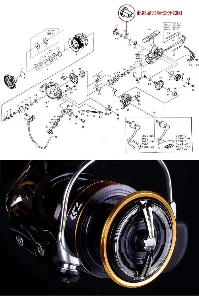 China China 2021 Daiwa Reel LEGALIS CS LT Spinning Fishing Reels 6+1BB Max Drag 12KG Spinning Wheel ZAION V Body