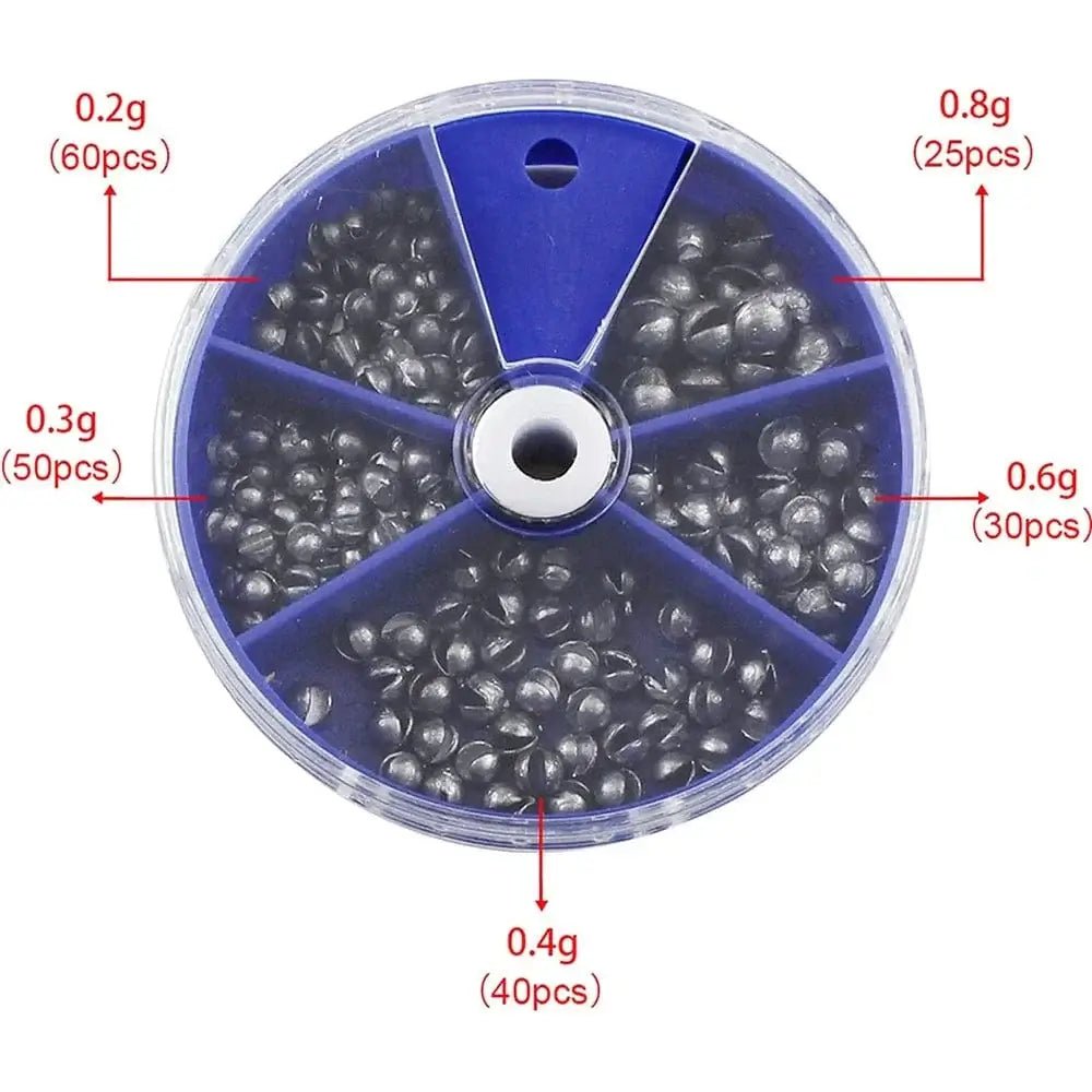 China China 205pcs Fishing Weights Sinkers Kit Lead Split Shot Fishing Line Sinkers 5 Sizes Removable Egg Lead Assortment Accessories