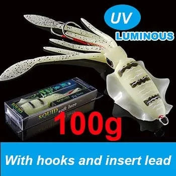 China China 20cm100g 1 SUNMILE Fishing Soft Squid Lure 20g/60g/80g/100g/120g/150g Luminous/UV Squid Jig Fishing Lures For Sea Fishing Wobbler Bait