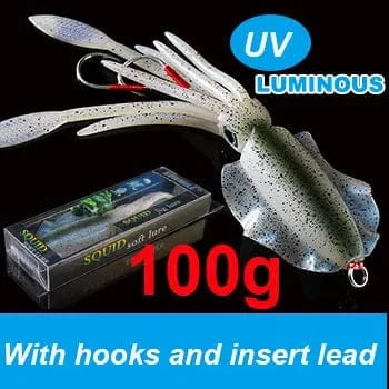 China China 20cm100g 3 SUNMILE Fishing Soft Squid Lure 20g/60g/80g/100g/120g/150g Luminous/UV Squid Jig Fishing Lures For Sea Fishing Wobbler Bait