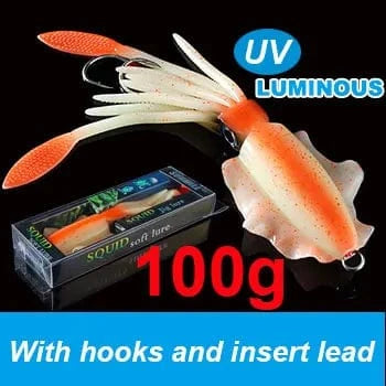 China China 20cm100g 4 SUNMILE Fishing Soft Squid Lure 20g/60g/80g/100g/120g/150g Luminous/UV Squid Jig Fishing Lures For Sea Fishing Wobbler Bait