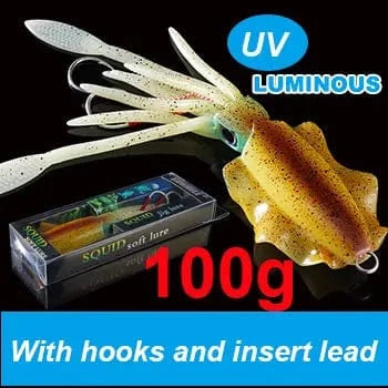 China China 20cm100g 8 SUNMILE Fishing Soft Squid Lure 20g/60g/80g/100g/120g/150g Luminous/UV Squid Jig Fishing Lures For Sea Fishing Wobbler Bait