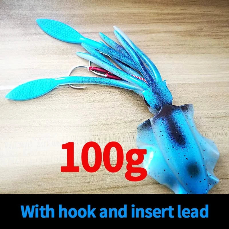 China China 20cm100g SUNMILE Fishing Soft Squid Lure 20g/60g/80g/100g/120g/150g Luminous/UV Squid Jig Fishing Lures For Sea Fishing Wobbler Bait