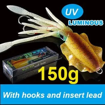 China China 20cm150g 1 SUNMILE Fishing Soft Squid Lure 20g/60g/80g/100g/120g/150g Luminous/UV Squid Jig Fishing Lures For Sea Fishing Wobbler Bait