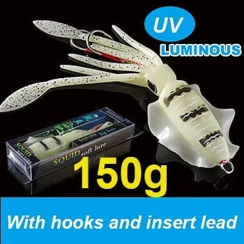 China China 20cm150g 2 SUNMILE Fishing Soft Squid Lure 20g/60g/80g/100g/120g/150g Luminous/UV Squid Jig Fishing Lures For Sea Fishing Wobbler Bait