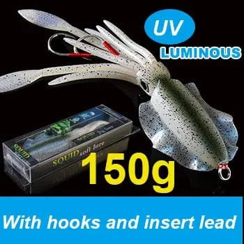 China China 20cm150g 4 SUNMILE Fishing Soft Squid Lure 20g/60g/80g/100g/120g/150g Luminous/UV Squid Jig Fishing Lures For Sea Fishing Wobbler Bait