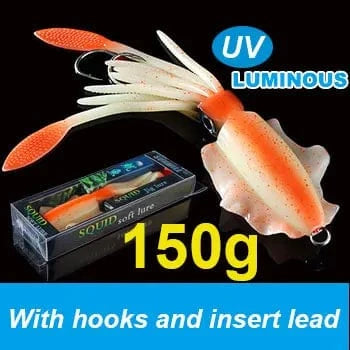 China China 20cm150g 5 SUNMILE Fishing Soft Squid Lure 20g/60g/80g/100g/120g/150g Luminous/UV Squid Jig Fishing Lures For Sea Fishing Wobbler Bait