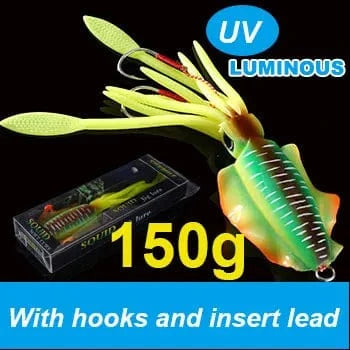China China 20cm150g 6 SUNMILE Fishing Soft Squid Lure 20g/60g/80g/100g/120g/150g Luminous/UV Squid Jig Fishing Lures For Sea Fishing Wobbler Bait