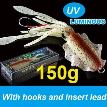 China China 20cm150g SUNMILE Fishing Soft Squid Lure 20g/60g/80g/100g/120g/150g Luminous/UV Squid Jig Fishing Lures For Sea Fishing Wobbler Bait