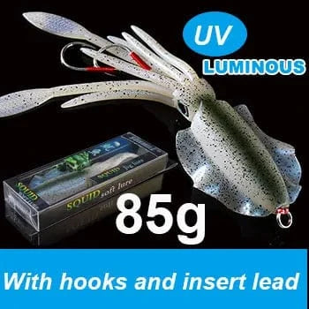 China China 20cm85g 2 SUNMILE Fishing Soft Squid Lure 20g/60g/80g/100g/120g/150g Luminous/UV Squid Jig Fishing Lures For Sea Fishing Wobbler Bait