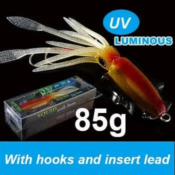 China China 20cm85g 3 SUNMILE Fishing Soft Squid Lure 20g/60g/80g/100g/120g/150g Luminous/UV Squid Jig Fishing Lures For Sea Fishing Wobbler Bait