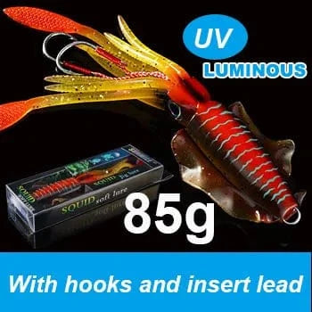 China China 20cm85g 7 SUNMILE Fishing Soft Squid Lure 20g/60g/80g/100g/120g/150g Luminous/UV Squid Jig Fishing Lures For Sea Fishing Wobbler Bait