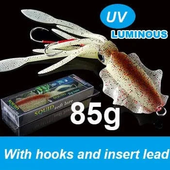 China China 20cm85g 8 SUNMILE Fishing Soft Squid Lure 20g/60g/80g/100g/120g/150g Luminous/UV Squid Jig Fishing Lures For Sea Fishing Wobbler Bait