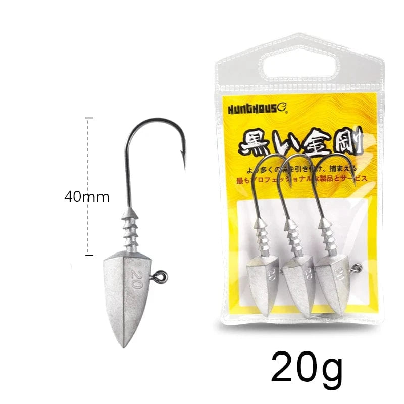 China China 20g Hunthouse fishing hooks jig head 20g 30g 40g 3 pcs/pack  fishing tackle equiped with soft lure peche 2020 new lw313