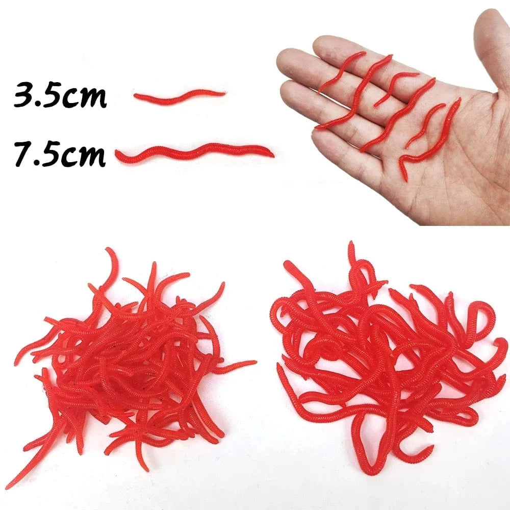 China China 20PCS-100pcs Lifelike Red Worm Soft Lure Earthworm Ice Winter Fishing Silicone Artificial Bait Fishy Shrimp Additive Bass Carp