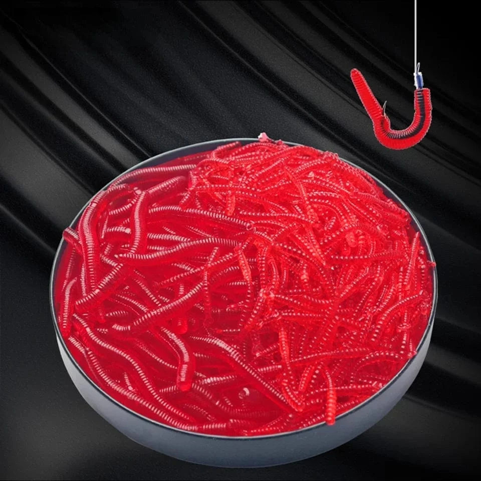 China China 20PCS-100pcs Lifelike Red Worm Soft Lure Earthworm Ice Winter Fishing Silicone Artificial Bait Fishy Shrimp Additive Bass Carp